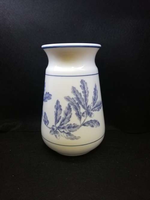 Blue on milk glass vase