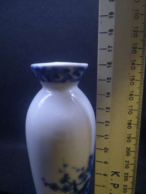 Blue and white bud vase