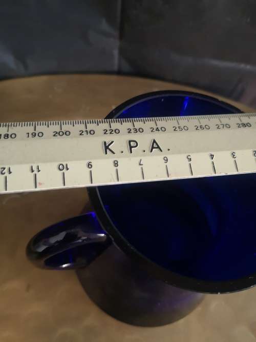 Blue glass jug - has a crack but still lovely
