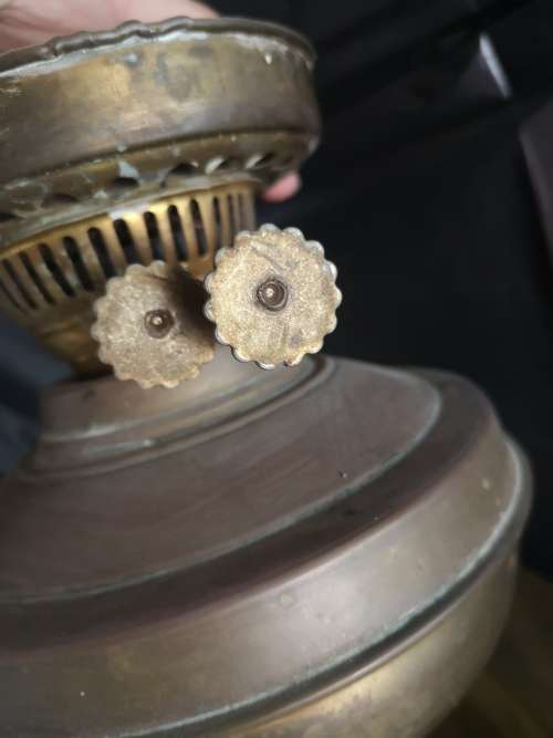Pair oil lamps - brass