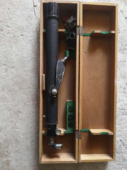 Vintage Asahi optical co Tokyo telescope in wooden box wooden