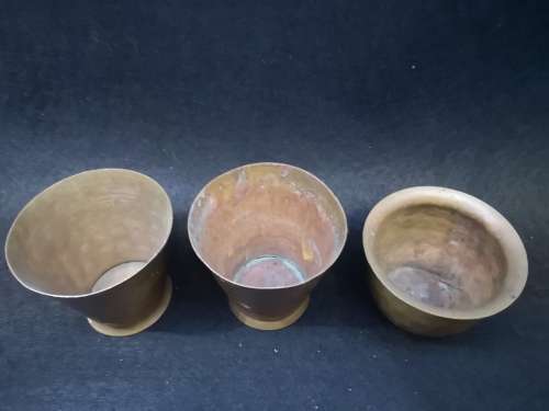 3 small copper planters