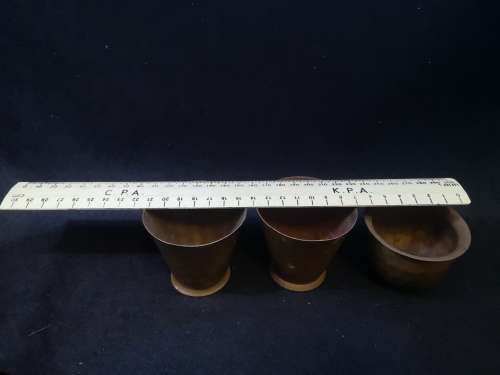 3 small copper planters