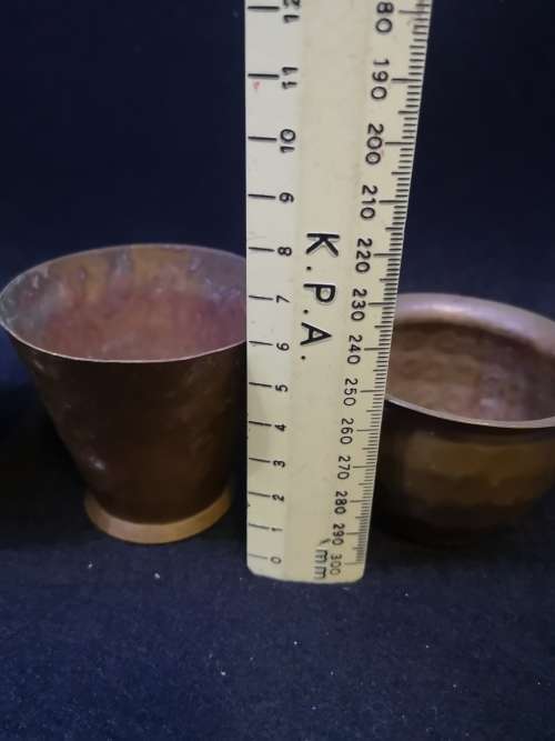 3 small copper planters