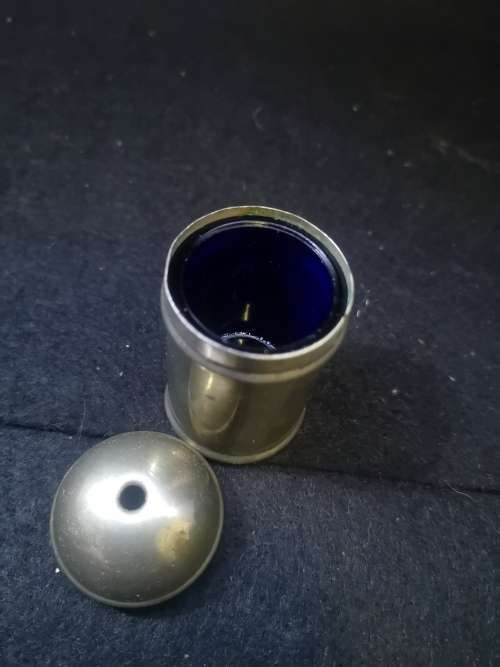 Plated salt and pepper with blue glass liners
