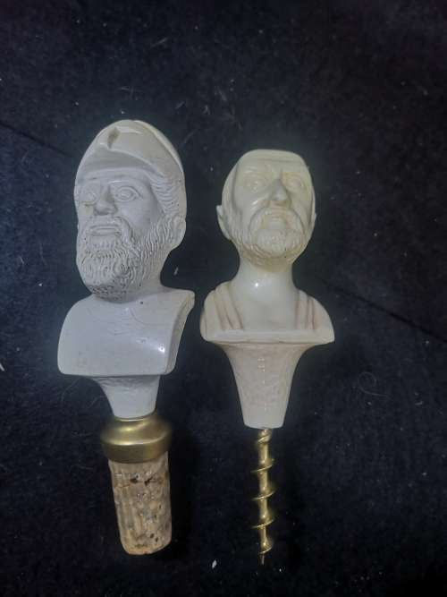 Bottle stopper and cork pull head pair - cork repaired