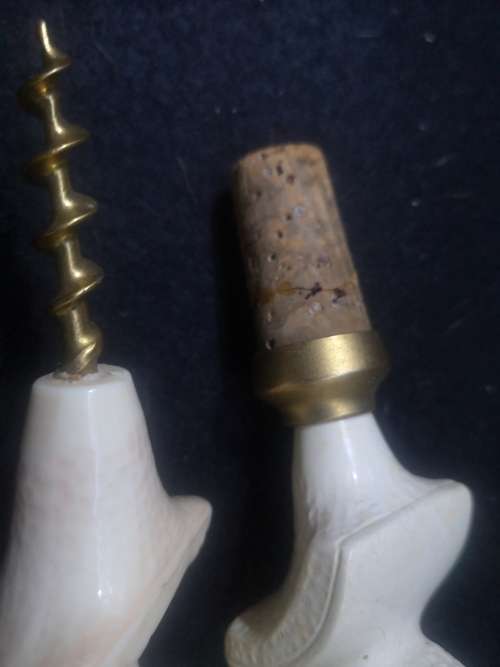 Bottle stopper and cork pull head pair - cork repaired