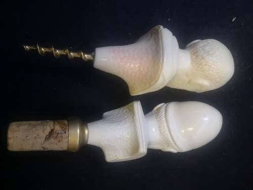 Bottle stopper and cork pull head pair - cork repaired