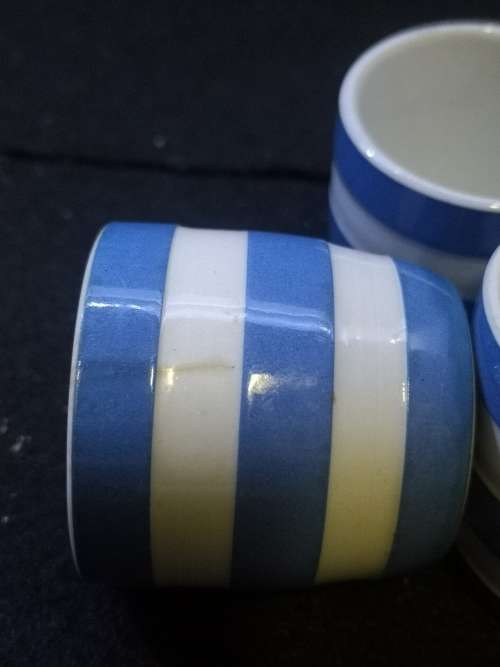 TG Green Blue and White Cornishware Egg Cups
