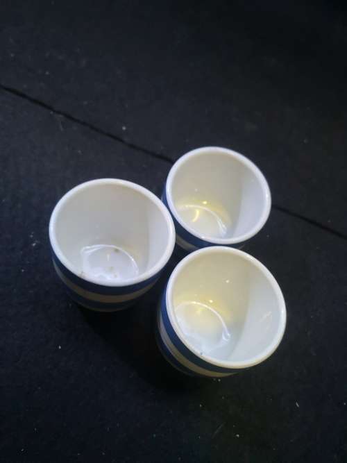 TG Green Blue and White Cornishware Egg Cups