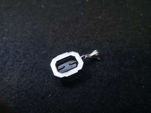 Silver and marcasite on onyx pendant! LOOK!