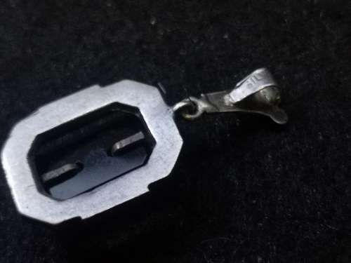 Silver and marcasite on onyx pendant! LOOK!