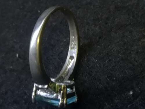 925 Silver ring with aqua color stone