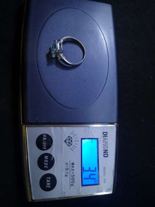 925 Silver ring with aqua color stone