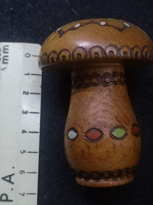 Vintage darning mushroom and needle holder