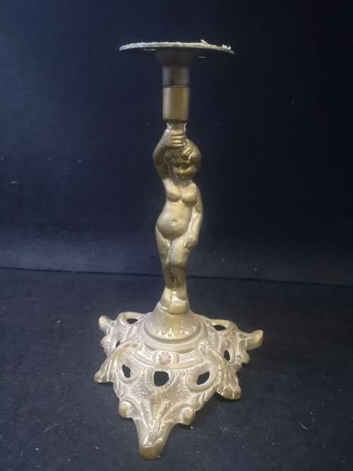Brass lamp stand - needs wire and fittings - can be altered to hold candle