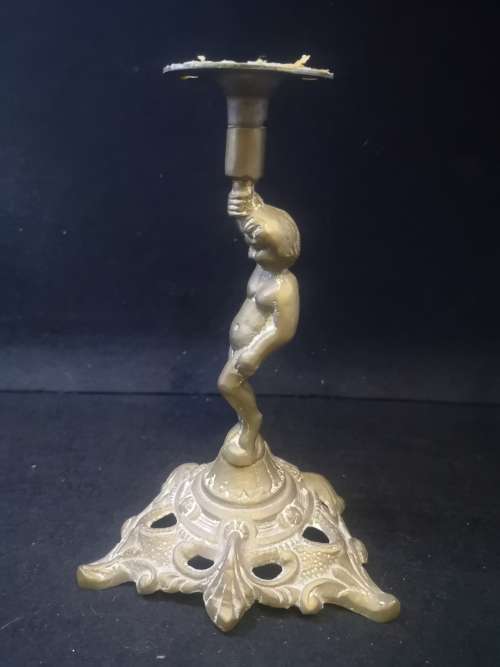 Brass lamp stand - needs wire and fittings - can be altered to hold candle