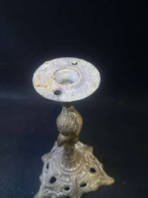 Brass lamp stand - needs wire and fittings - can be altered to hold candle