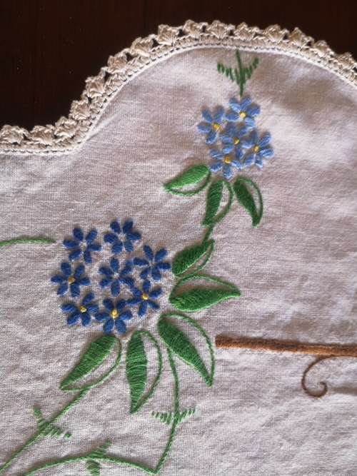 Vintage hand  stitched tray cloth