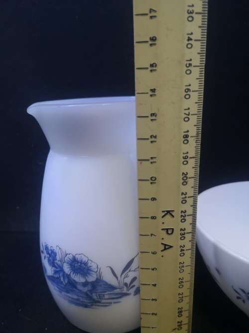 Arcopal France milk glass jug and bowl - oversized milk and sugar
