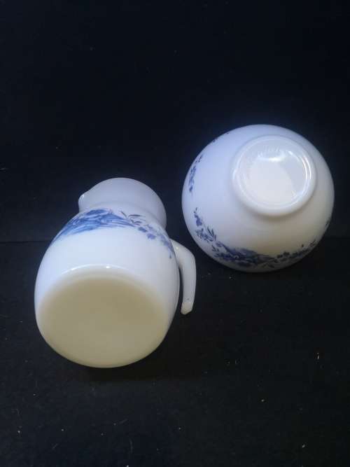 Arcopal France milk glass jug and bowl - oversized milk and sugar