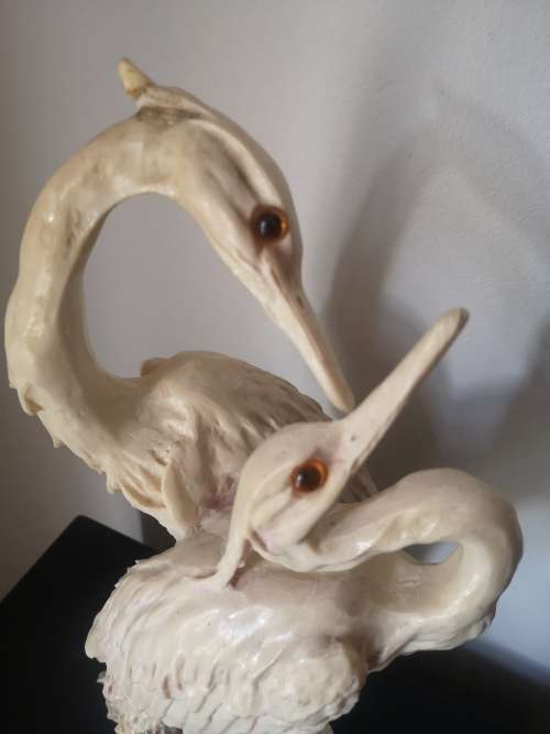 Vintage Heron statue - Has a repair on the comb -  Numbered