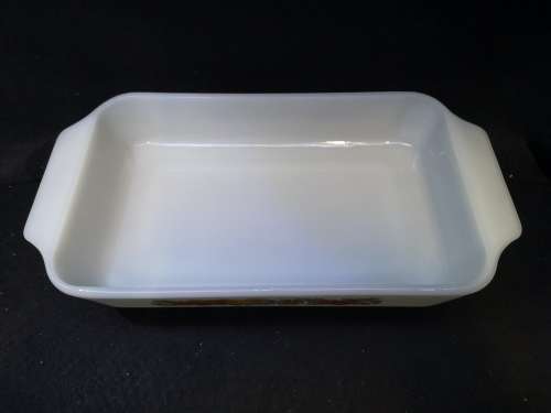 Milk glass Anchor Hocking rectangular space saver dish