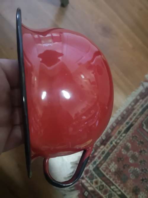 Small beautiful red Polish enamel chamber pot! - LOOK!