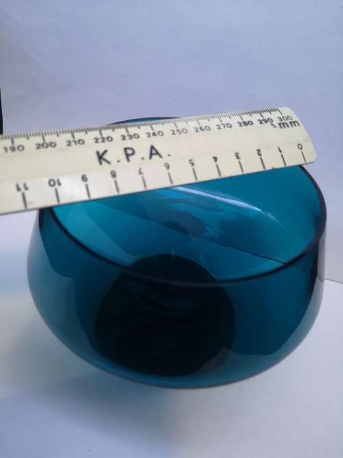 Turquoise footed glass bowl - fleabite chip on rim