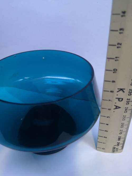 Turquoise footed glass bowl - fleabite chip on rim