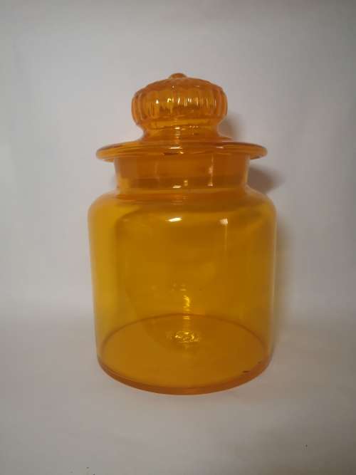Huge Bright orange glass bottle and glass lid