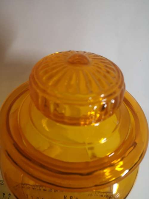 Huge Bright orange glass bottle and glass lid