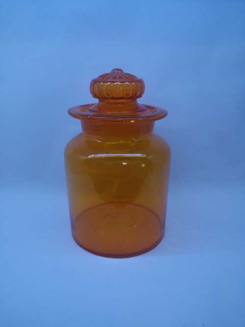 Medium Bright orange glass bottle and glass lid