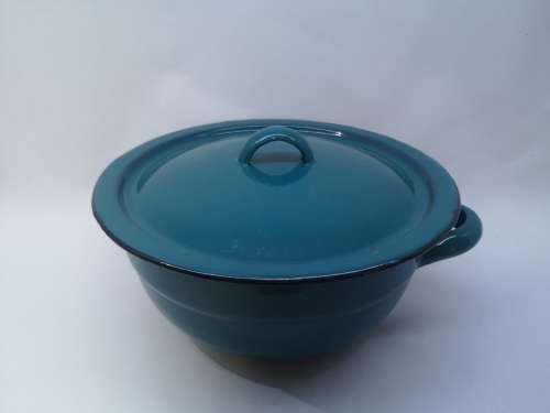 Enamel lidded bowl