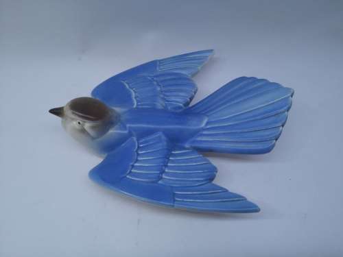 Blue porcelain Art Deco look  flying swallow