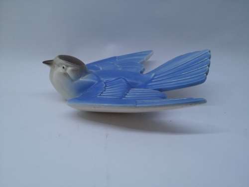 Blue porcelain Art Deco look  flying swallow