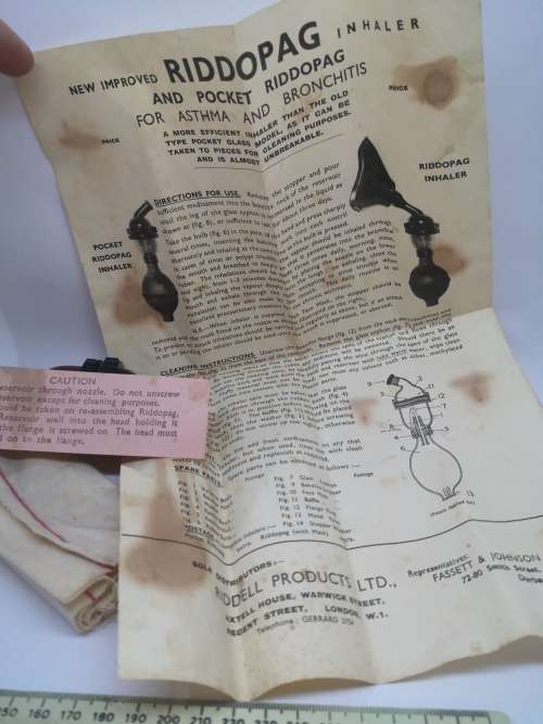 Vintage The Pocket Riddopag Inhaler, Boxed + Instructions