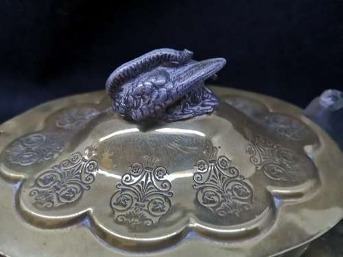 Stunning brass and glass serving bowl - bowl has a few chips - but still stunning!