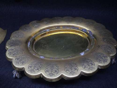 Stunning brass and glass serving bowl - bowl has a few chips - but still stunning!