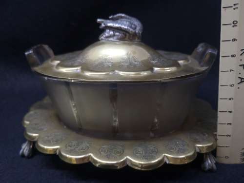 Stunning brass and glass serving bowl - bowl has a few chips - but still stunning!