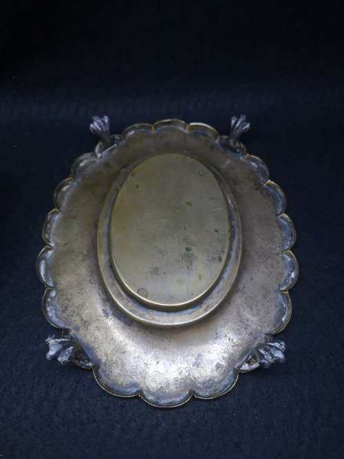 Stunning brass and glass serving bowl - bowl has a few chips - but still stunning!