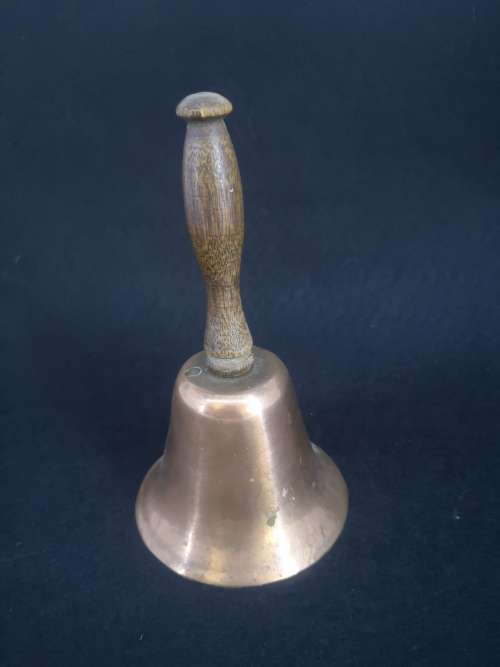 Copper bell with wooden handle