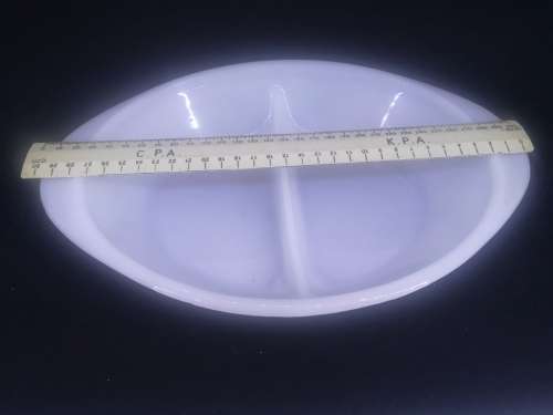Glasbake milk glass dish