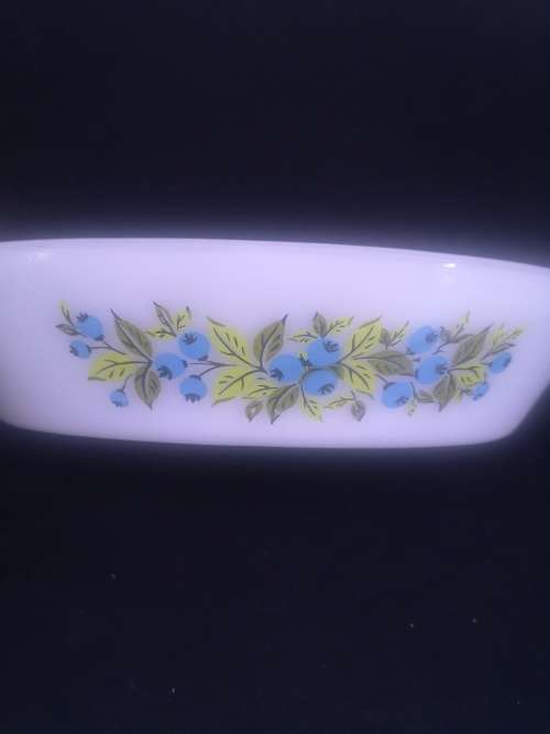 Glasbake milk glass dish
