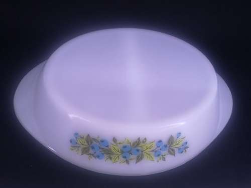 Glasbake milk glass dish
