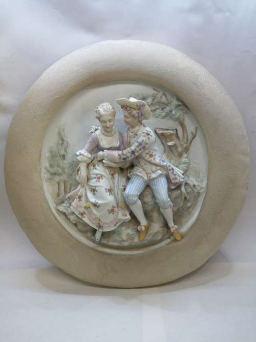Vintage  3D Romantic porcelain wall plaque