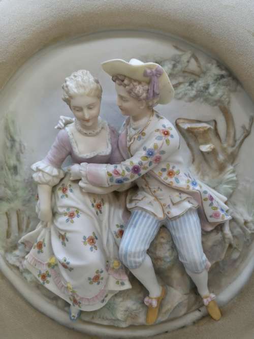 Vintage  3D Romantic porcelain wall plaque