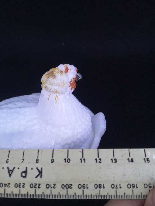 Milk glass chicken trinket