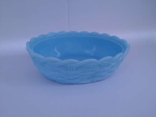 Blue Milk glass basket