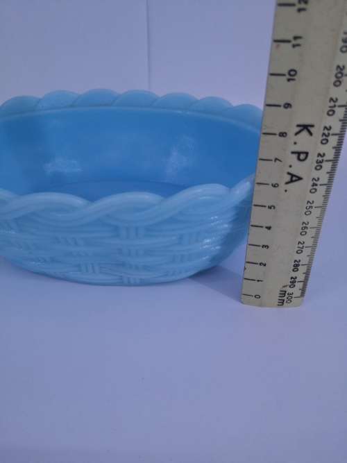 Blue Milk glass basket
